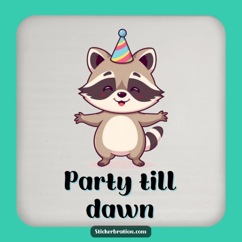 Funny Raccoon Jig Coaster - Festive Surface Protection with Hat, Perfect Funny Gift!