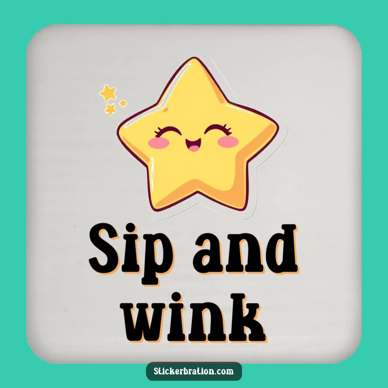 Funny Winking Star Coasters: Protect Surfaces with Celestial Humor