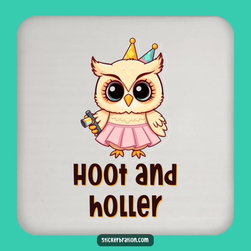 Funny Party Owl Coaster Set - Protect Tables with Whimsical Character Art