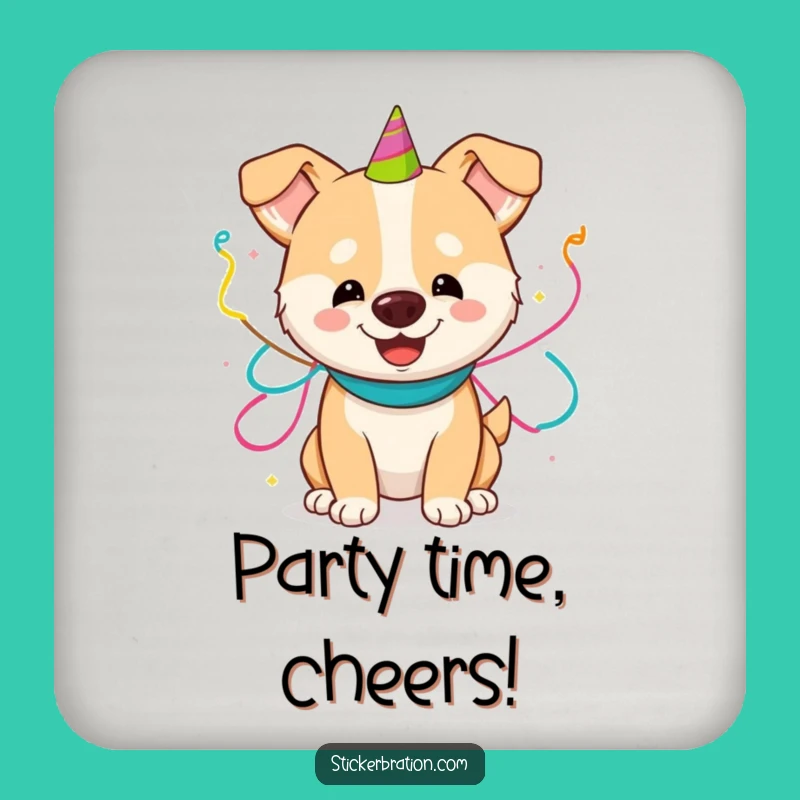 Funny Dog Party Coaster: Protect Surfaces with Pup Party Fun