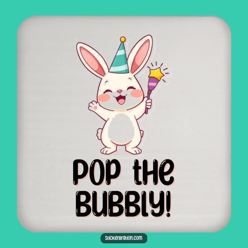 Funny Bunny Party Coaster Set: Cheerful Character Protection, Hilarious Gift!