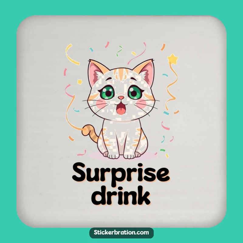 Funny Surprised Cat Coaster: Protect Surfaces with This Streamer Character's Flair