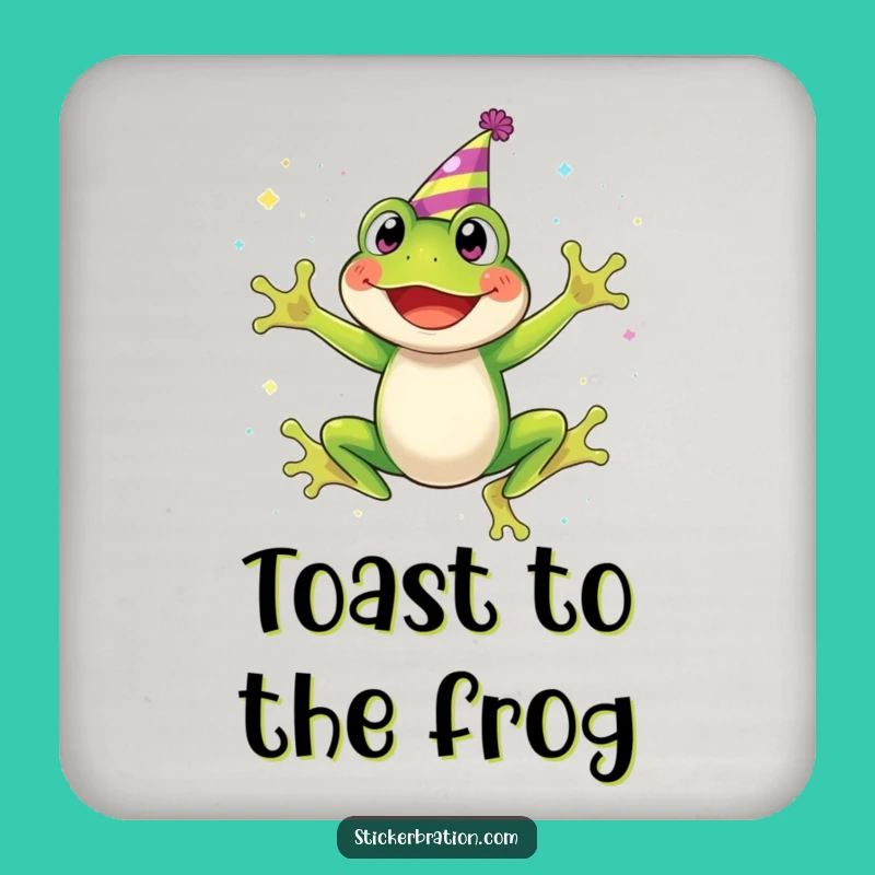 Funny Frog Party Coaster - Glitter Jumping Frog Drink Gift