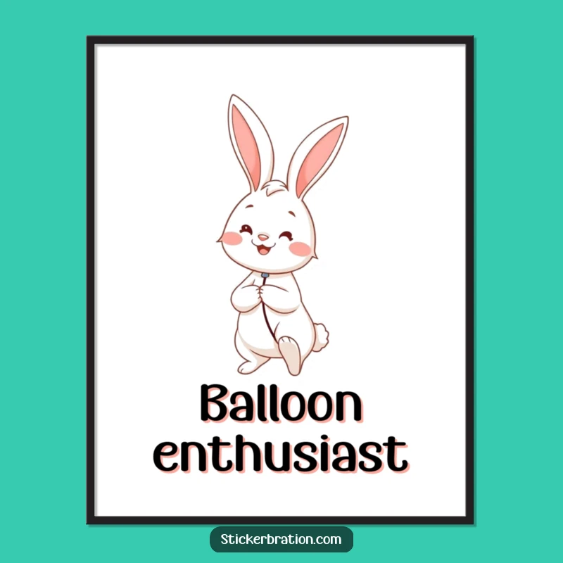 Funny Rabbit Balloon Poster: Whimsical Wall Art for Instant Smiles