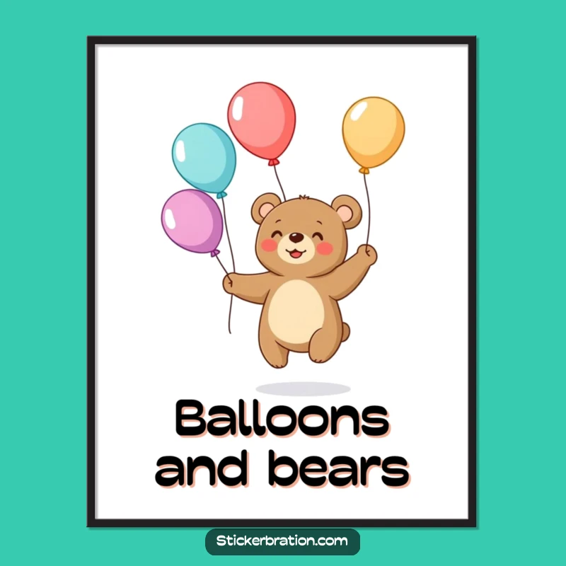 Funny Bear Juggling Balloons Poster: Decorate with Laughter and Whimsy