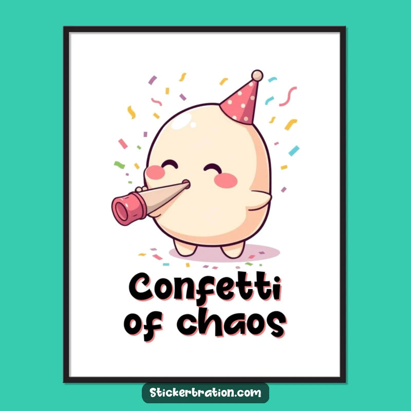 Funny Blob Party Horn Poster: Brighten Your Walls with This Hilarious Celebration Art