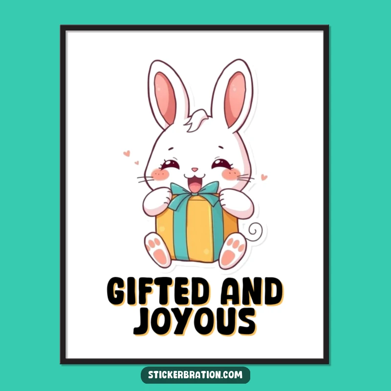 Funny Bunny Gift Poster: Excited Character Art, Perfect Surprise Gift
