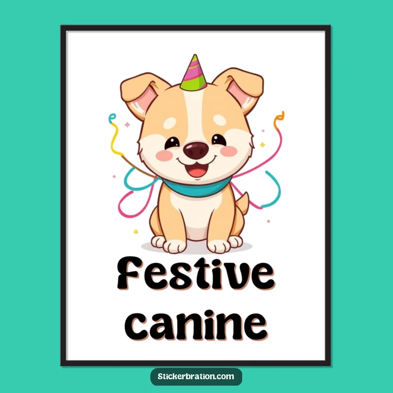 Funny Dog Party Poster: Festive Wall Art for Dog Lovers