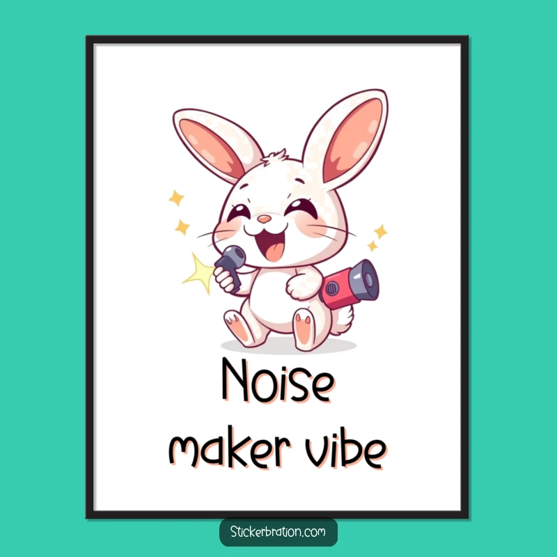 Funny Excited Bunny Poster - Festive Character Art to Bring Joy