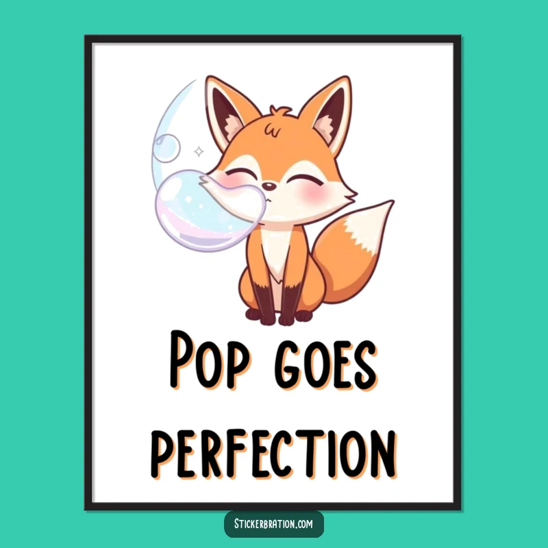 Funny Fox Bubble Poster - Playful & Hilarious Wall Art Gift