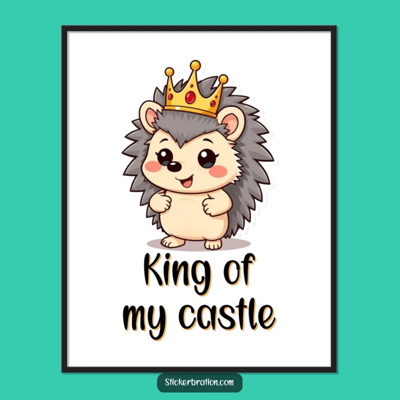 Funny Hedgehog King Poster: Regal Decor, A Proud Statement Piece!