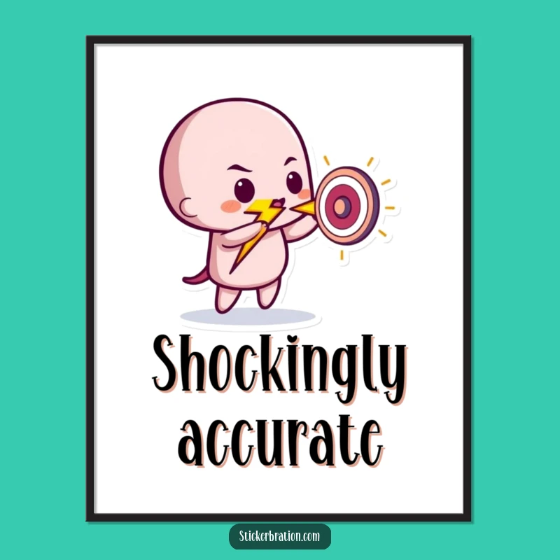 Funny Lightning Bolt Poster: Playful Target Art Print, Perfect Wall Decor Gift