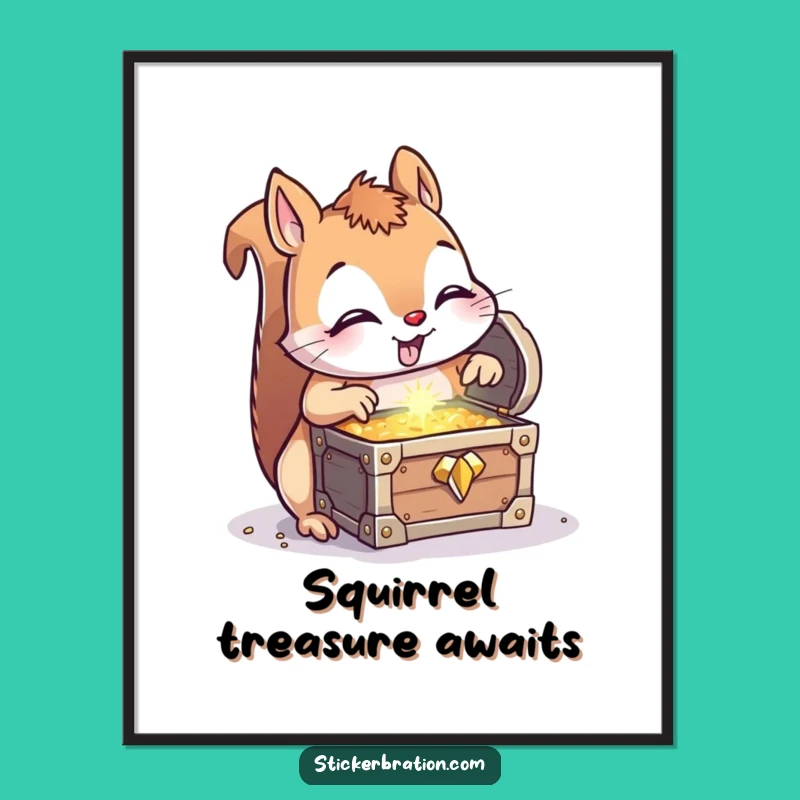 Funny Squirrel Treasure Poster - Whimsical Art, A Hilarious Discovery for Your Wall!