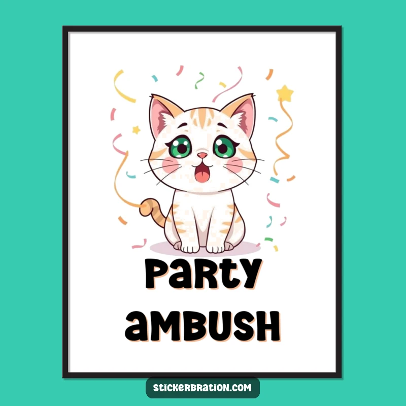 Funny Surprised Cat Poster: Decorate with Shocking Cheer from This Streamer Character