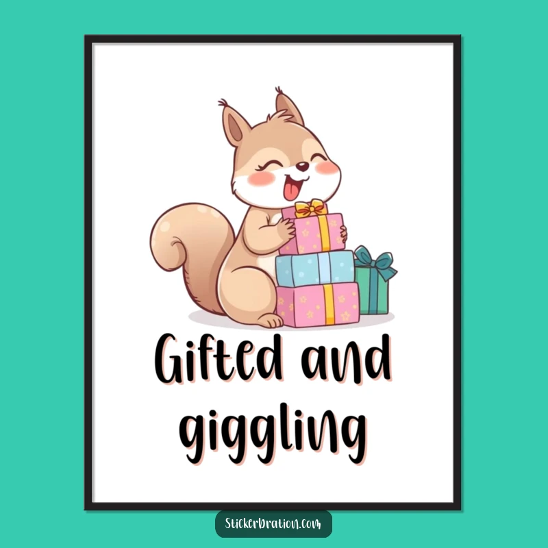 Funny Giggling Squirrel Gifts Poster: Bring Joyful Wall Art Home