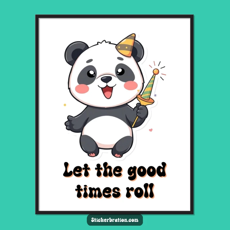 Funny Panda Party Popper Poster: Decorate with Festive Cheer and Playful Art