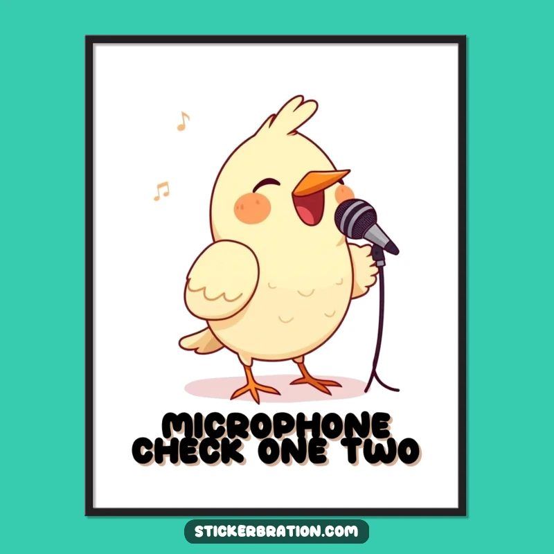 Funny Bird Microphone Poster - Hilarious Music Lover Wall Art Gift