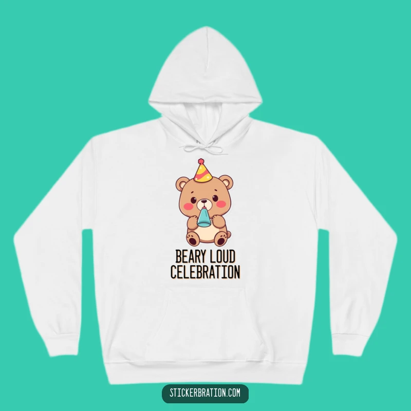 Funny Party Bear Hoodie: Cozy Celebration Character, Great Fun Gift