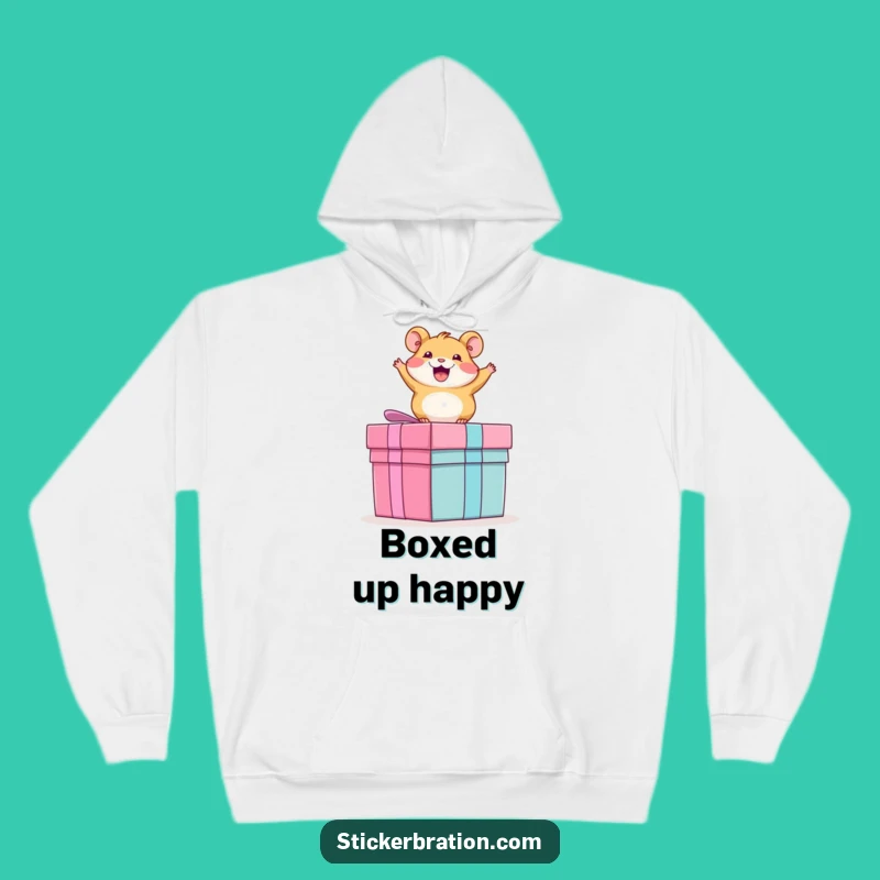 Funny Hamster Hoodie: Cozy Gift with Excited Rodent on a Present, Perfect Comfy Wear!