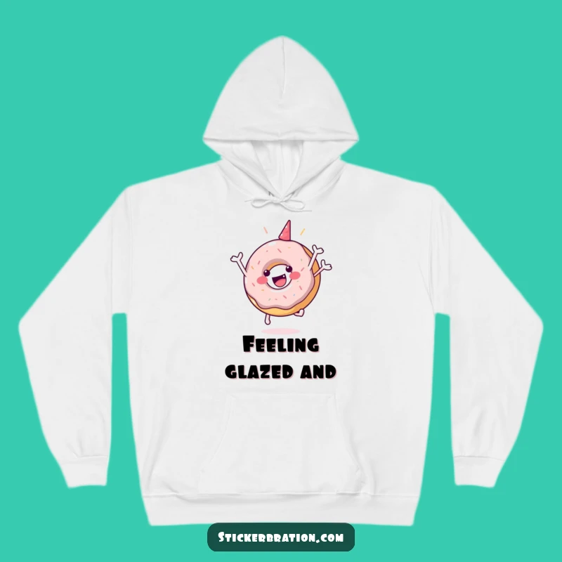 Funny Donut Jump Hoodie: Cozy Celebration Wear, Perfect Humorous Gift