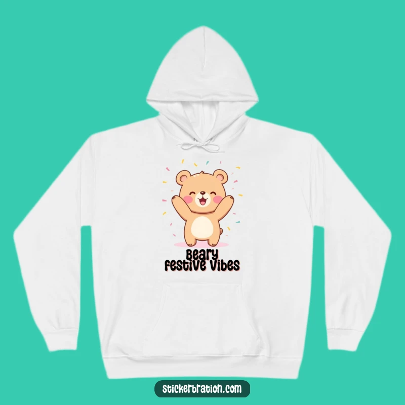 Funny Bear Confetti Hoodie - Cozy & Joyful Celebration Gift