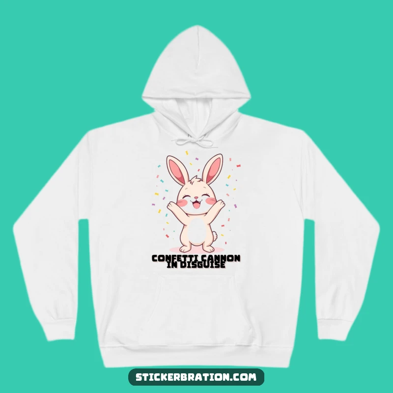 Funny Bunny Confetti Hoodie: Cozy Up with this Hilarious Celebration Wear