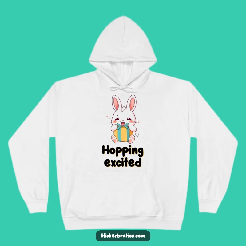 Funny Bunny Gift Hoodie: Cozy Excited Character, Perfect Surprise Gift