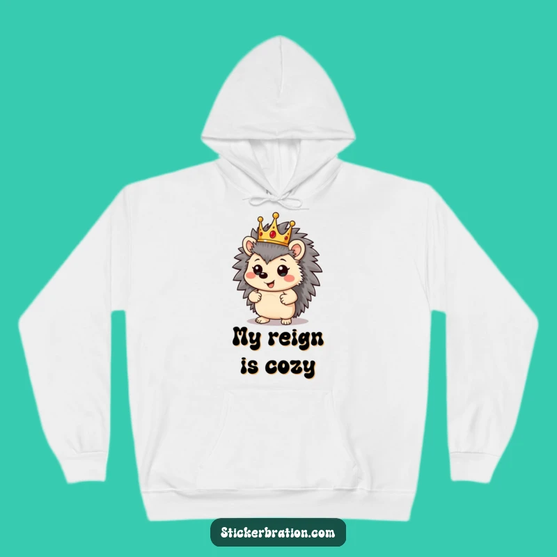 Funny Hedgehog King Hoodie: Stay Cozy & Royal, Your Majestic Comfort!