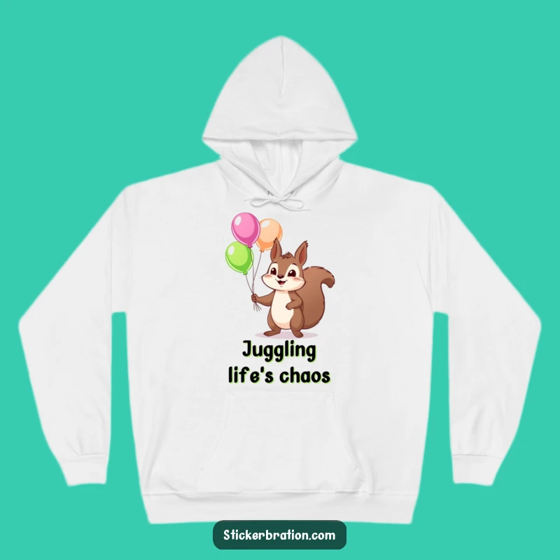 Funny Squirrel Juggling Hoodie: Cozy Mischievous Character, Perfect Funny Gift!