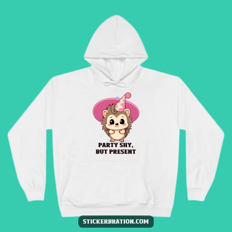 Funny Hedgehog Shy Party Hoodie: Cozy Up with Subtle Celebrations