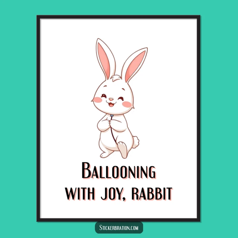 Free Printable Rabbit Balloon Wall Art - Smiling Downloadable Decor for Whimsical Spaces