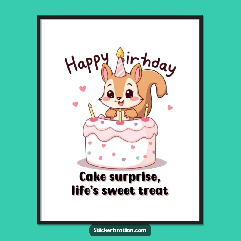 Free Printable Wall Art: Squirrel's Cake Caper! Funny Downloadable Decor