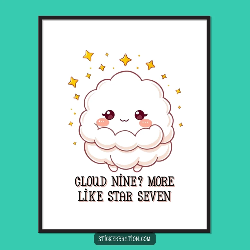 Free Printable Funny Wall Art: Cloud Showering Stars! Hilarious Downloadable Decor.