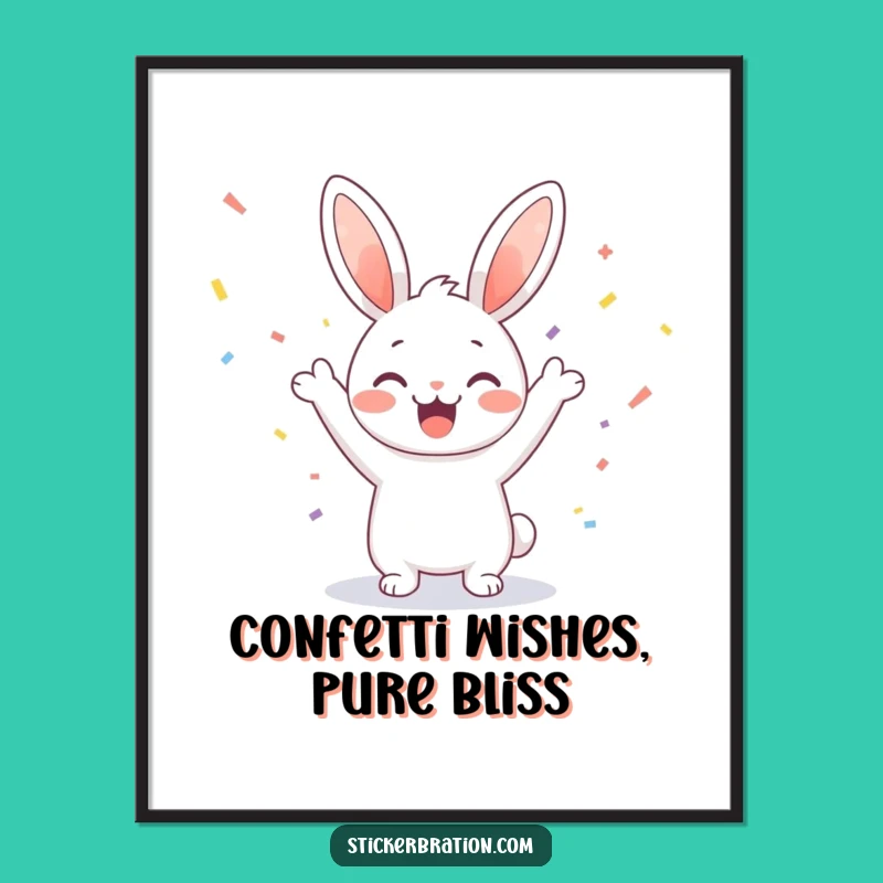 Free Printable Wall Art: Bunny's Confetti Celebration! Funny Downloadable Decor