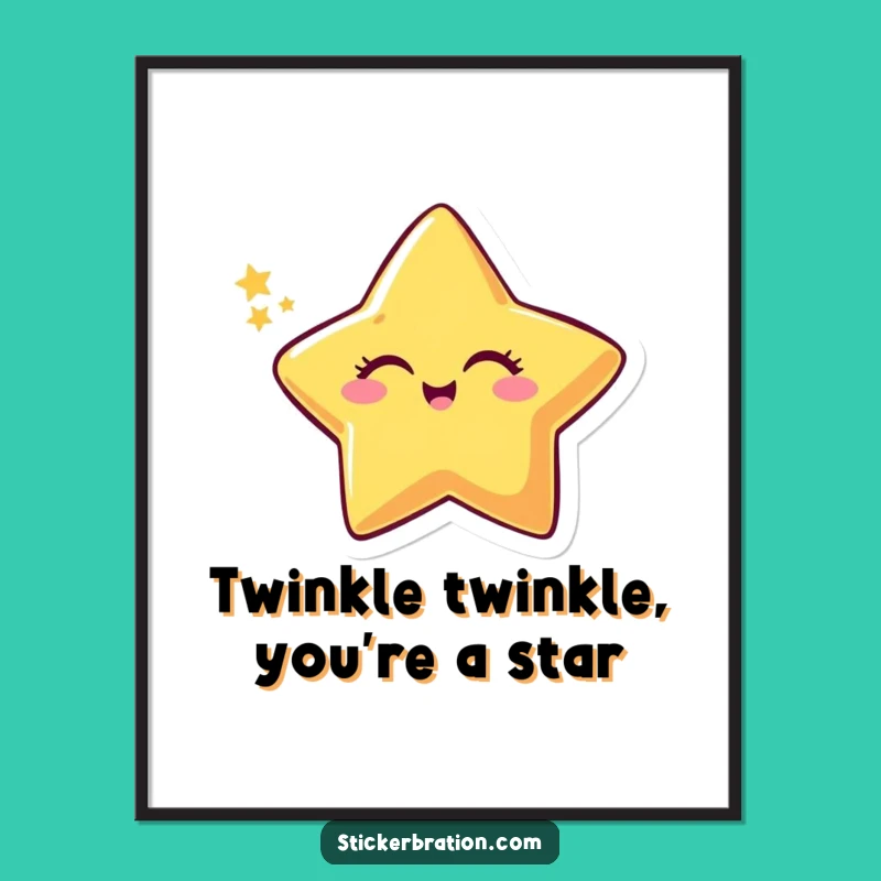 Free Printable Funny Wall Art: Winking Star Sparkle! Hilarious Downloadable Decor.