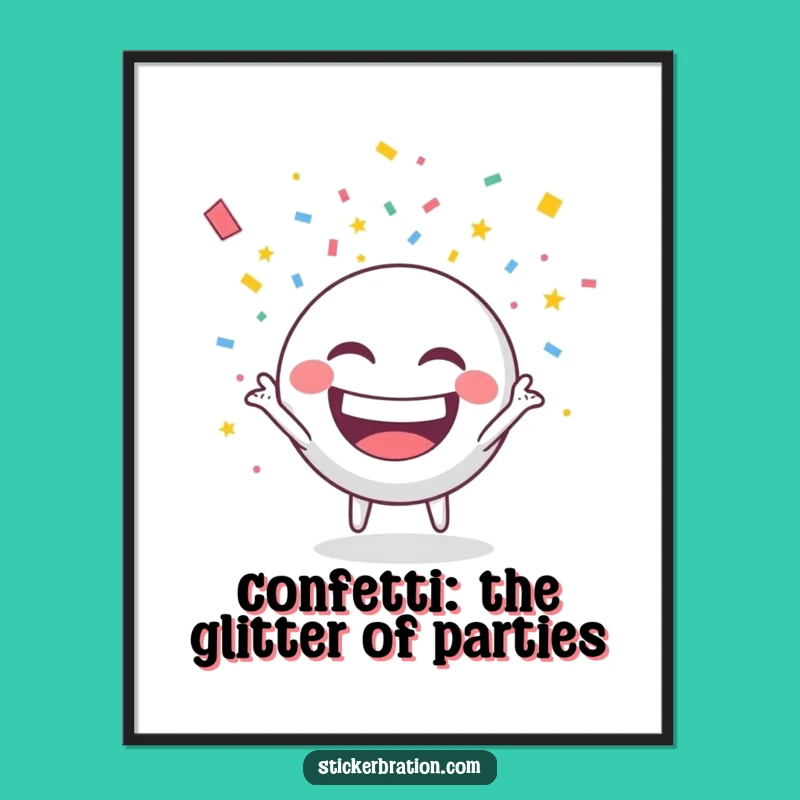 Funny Free Printable Party Sticker Wall Art - Round Character Downloadable Art for Decor