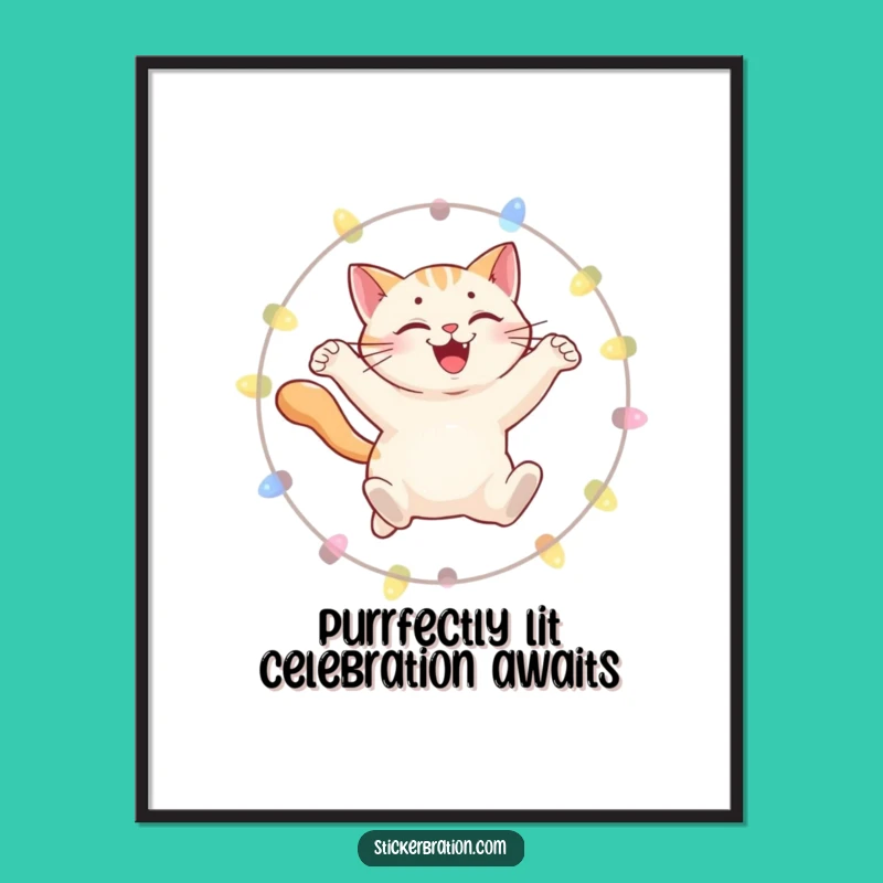 Funny Free Printable Wall Art: Cat's Light Hoop Dream Downloadable Art Gift