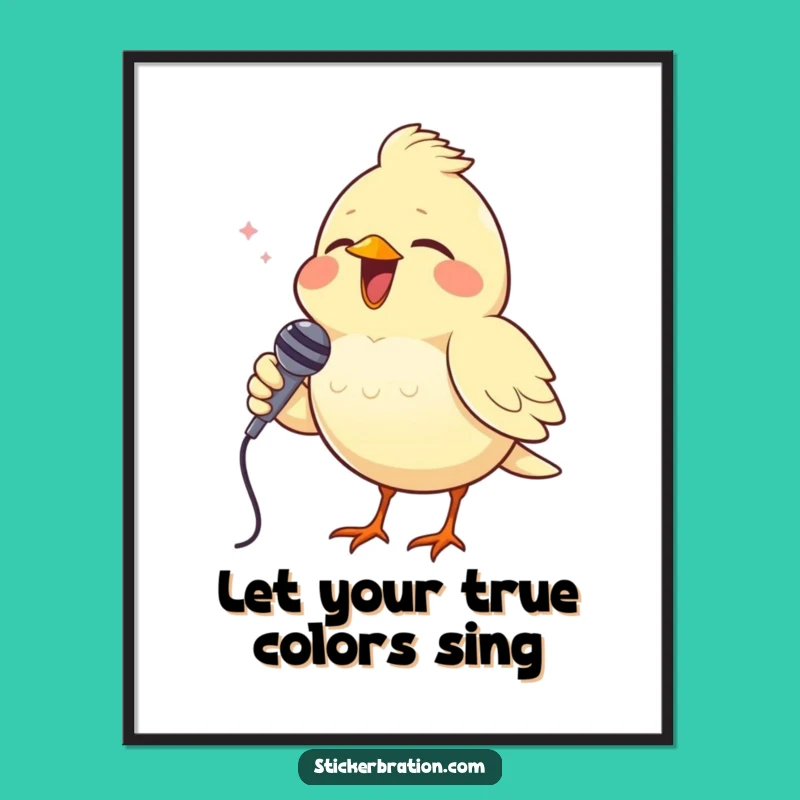 Funny Free Printable Wall Art: Cheerful Bird's Melody Downloadable Art Gift