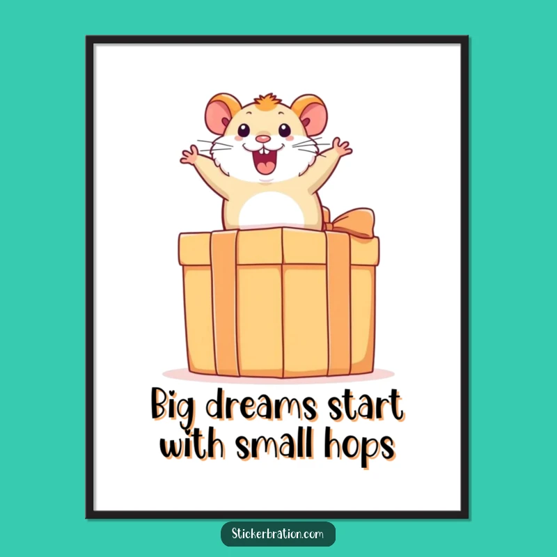 Funny Free Printable Wall Art: Hamster Party Time, Whimsical Downloadable Decor