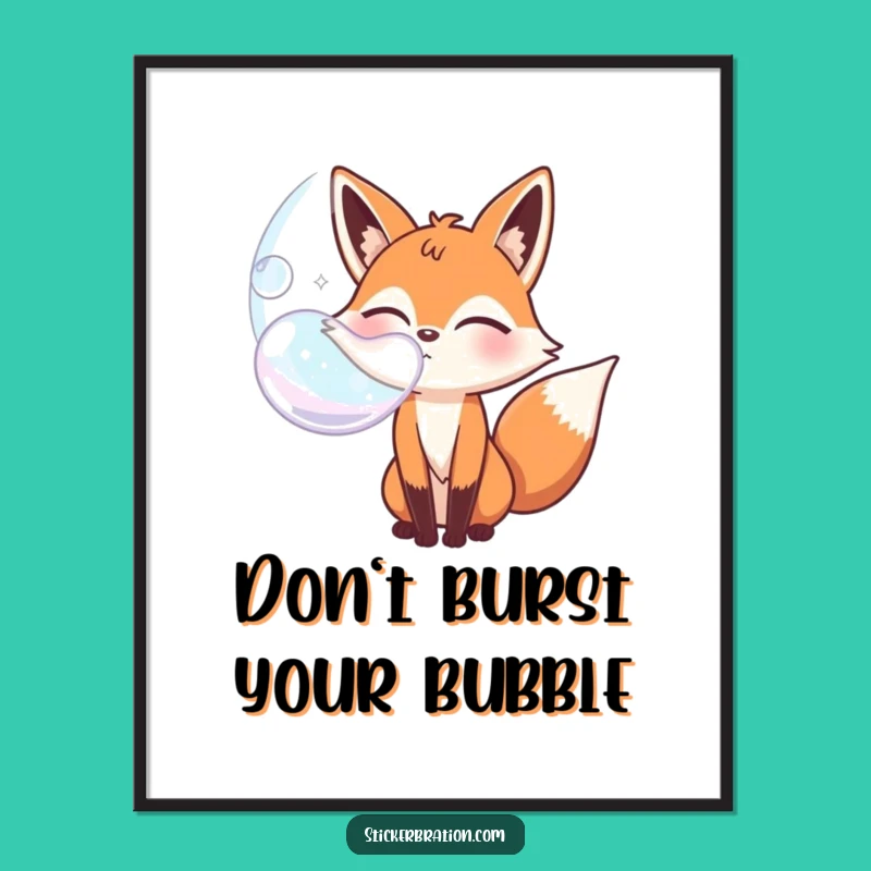 Funny Free Printable Wall Art: Winking Fox Bubble - Quirky Downloadable Decor