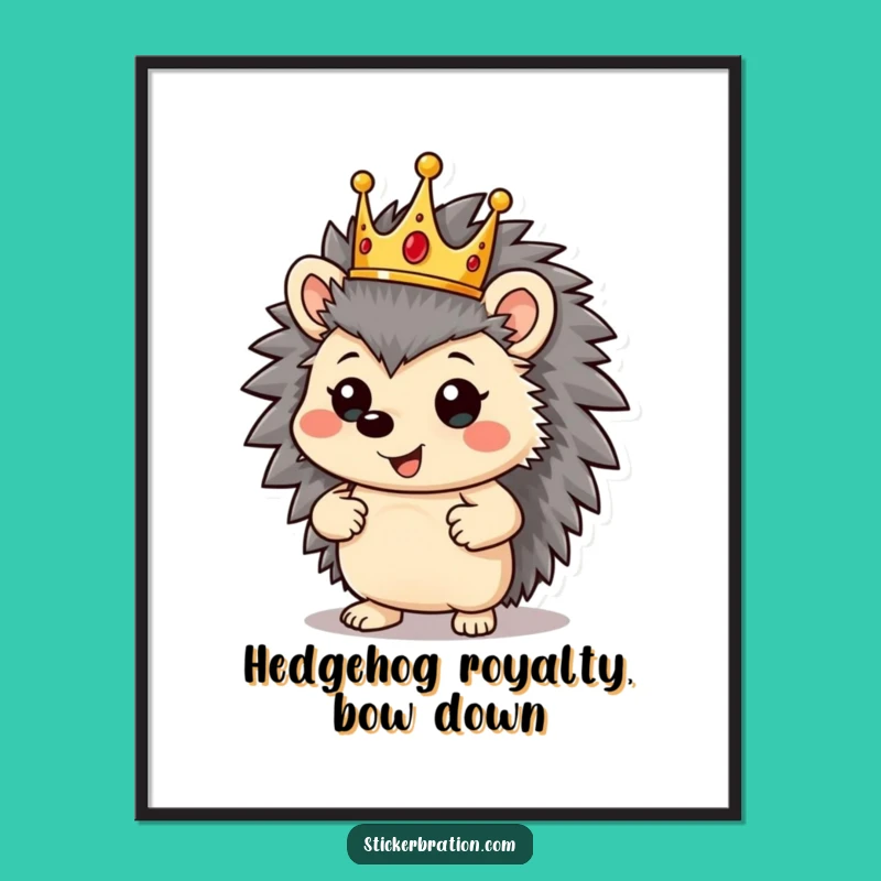 Funny Free Printable Wall Art: Royal Hedgehog King Downloadable Decor