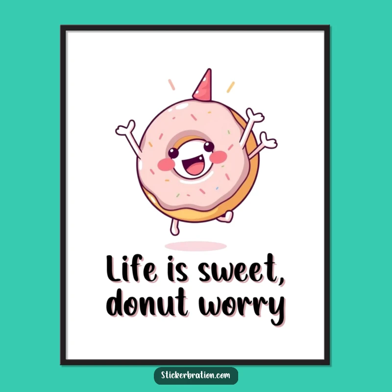 Free Printable Wall Art: Jumping Donut - Funny Downloadable Decor