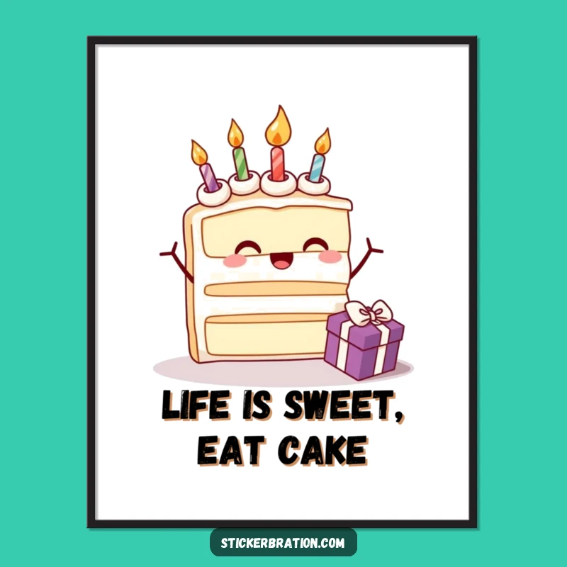 Free Printable Cake Opening Gift Wall Art: Funny Downloadable Decor for a Sweet Space
