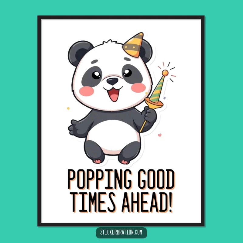 Free Printable Wall Art: Funny Panda Party Popper, Downloadable Decor