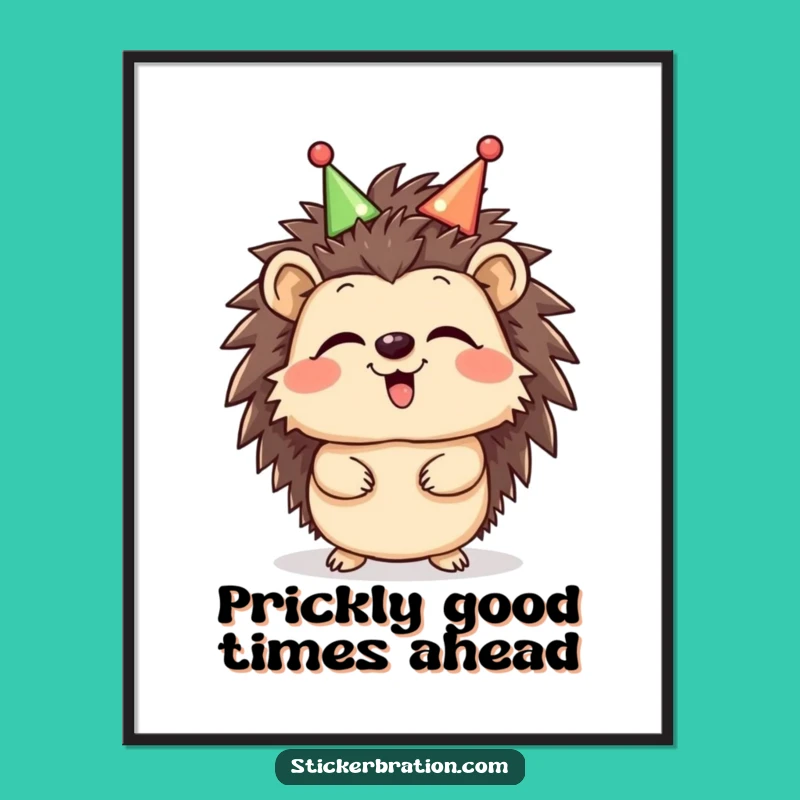 Giggling Hedgehog Celebration: Funny Free Printable Wall Art Downloadable Decor