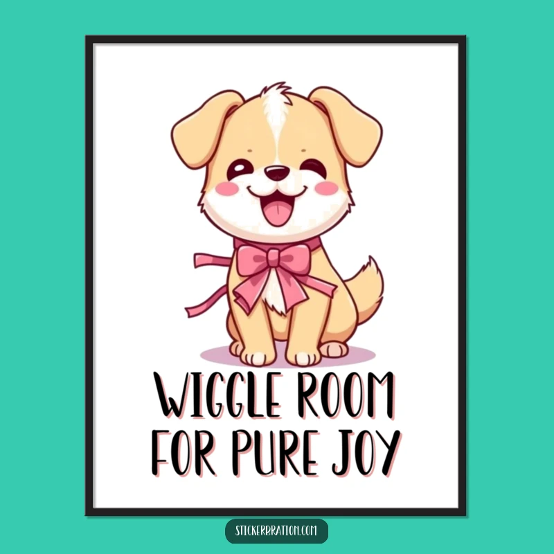 Funny Free Printable Wall Art: Wiggling Dog, Hilarious Downloadable Decor Gift