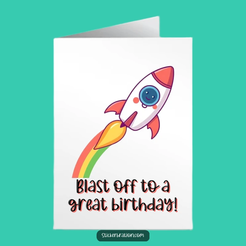 Free Printable Rocket Birthday Card - Funny Rainbow Trail Downloadable Gift