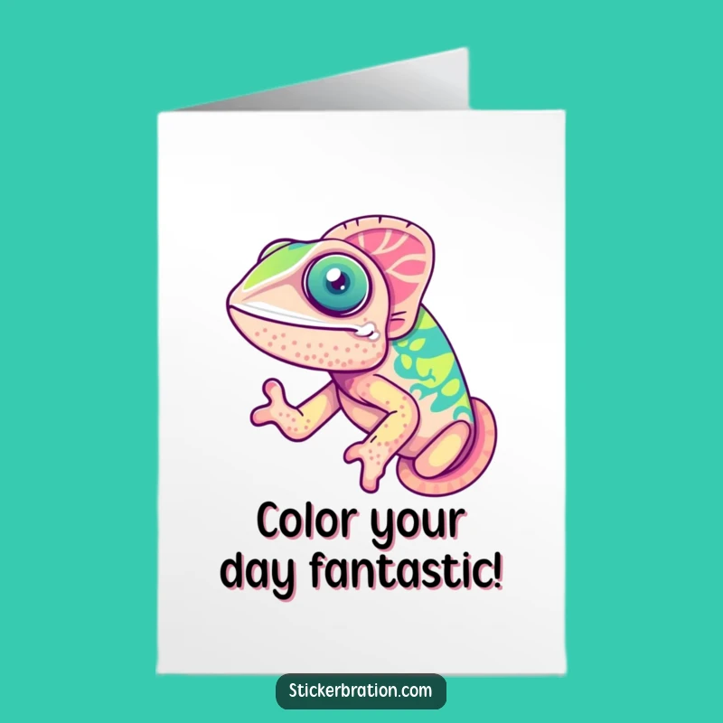 Free Printable Birthday Card: Cute Chameleon Color Change Fun, Laughable Downloadable Gift