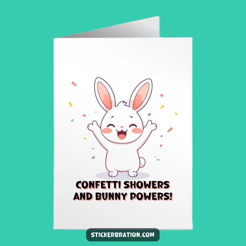 Free Printable Birthday Card: Cute Bunny Cheers! Funny Downloadable Gift