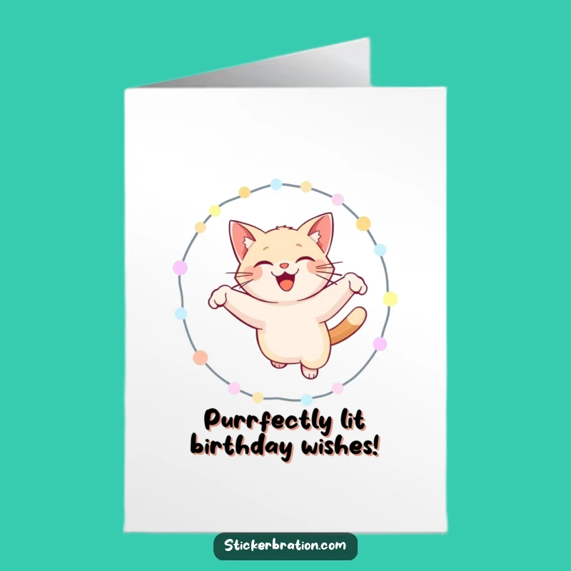 Free Printable Birthday Card: Funny Cat Hoop Jump, Perfect DIY Downloadable Gift